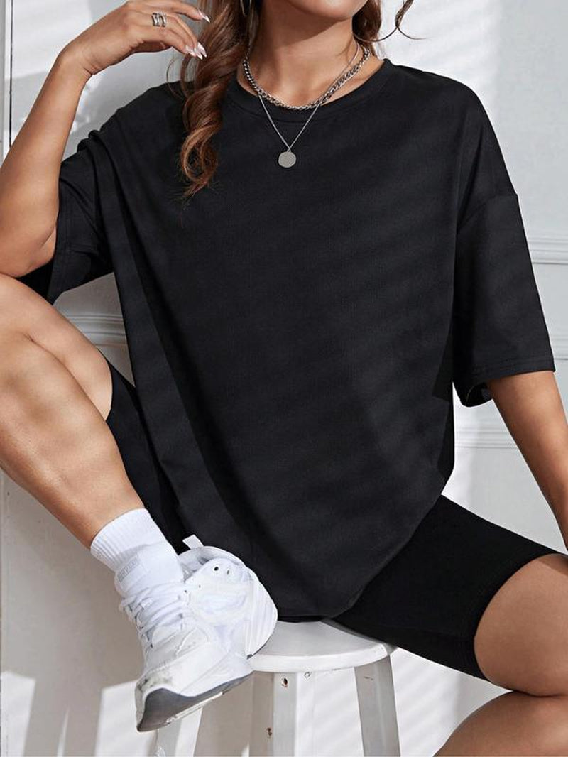 Women'S Floral Print round Neck Tee, Casual Drop Shoulder Short Sleeve T-Shirt, Ladies Summer Clothes, Tops for Women, Clothing